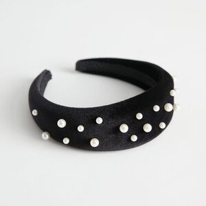 & Other Stories Pearl Cluster Velvet Padded Hairband Headband